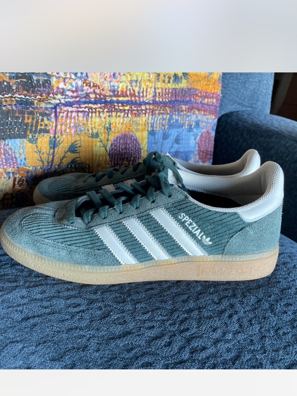 adidas Spezial Suede Sneakers in Green with White Stripes